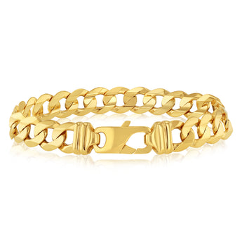 9ct Yellow Gold Diamond Cut Concave Curb 270 Gauge 23cm Bracelet