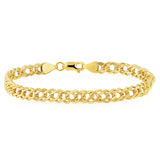 9ct Yellow Gold Fancy Double Curb 100 Gauge 20cm Bracelet