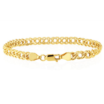 9ct Yellow Gold Fancy Double Curb 100 Gauge 20cm Bracelet