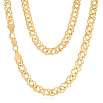9ct Yellow Gold Fancy Double Curb 100 Gauge 45cm Chain