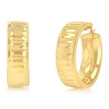 9ct Yellow Gold Patterned Broad 20mm Hoop Earrings