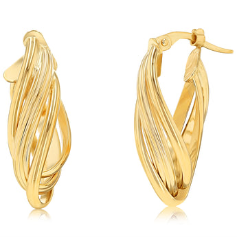 9ct Yellow Gold Multistrand Twisted Hoop Earrings