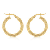 9ct Yellow Gold Patterned Hoop Earrings
