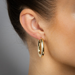 9ct Yellow Gold Chunky Pear Shaped Hoop Earrings