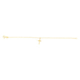 9ct Yellow Gold Diamond Cut Cross Charm On 16cm Bracelet