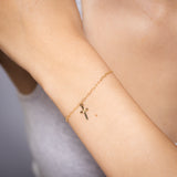 9ct Yellow Gold Diamond Cut Cross Charm On 16cm Bracelet