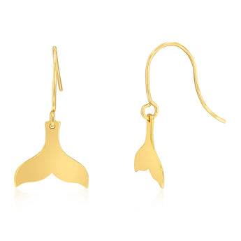 9ct Yellow Gold Dolphin Tail Hook Earrings