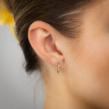 9ct Yellow Gold Diamond Cut Twisted 1.25 x 12mm Sleeper Hoop Earrings