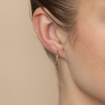 9ct Yellow Gold Diamond Cut Twisted 1.25 X 18mm Sleeper Hoop Earrings