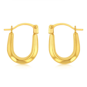 9ct Yellow Gold Polished "U" Shaped Hoop Earrings