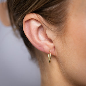 9ct Yellow Gold Patterned Creole Hoop Earrings