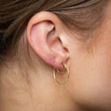 9ct Yellow Gold Plain Double 3/4th Hoop Earrings