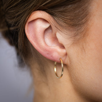 9ct Yellow Gold Plain 20mm Sleeper Earrings