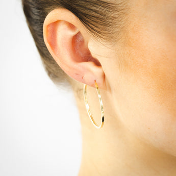 9ct Yellow Gold Plain 30mm Sleeper Earrings