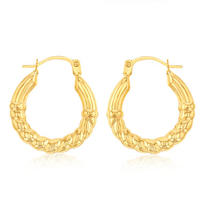 9ct Yellow Gold Stripped Pattern Hoop Earrings