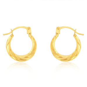 9ct Yellow Gold Twisted Creole Hoop Earrings