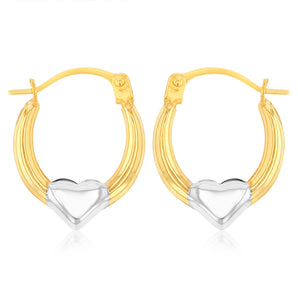 9ct Yellow Gold Heart Creole Hoop Earrings