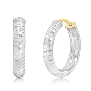 9ct Two Tone Gold Patterned Hoop Earrings