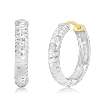 9ct Two Tone Gold Patterned Hoop Earrings