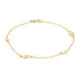 9ct Yellow Gold Double Heart Charm 19cm Bracelet