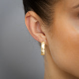 9ct Yellow Gold Textured Matte 3/4th Hoop Earrings