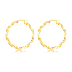 9ct Yellow Gold Twisted 25mm Hoop Earrings