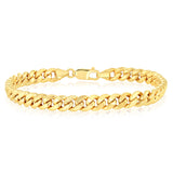 9ct Yellow Gold Superlight Hollow 180 Gauge Miami 20cm Bracelet