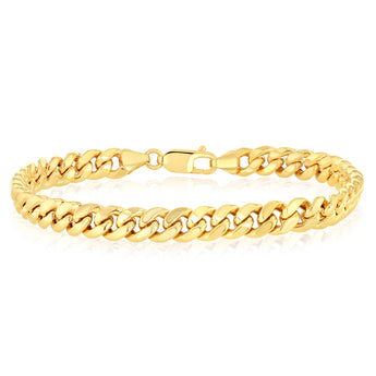 9ct Yellow Gold Superlight Hollow 180 Gauge Miami 20cm Bracelet