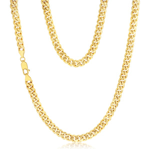 9ct Yellow Gold Superlight Hollow 180Gauge Miami 50cm Chain