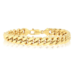 9ct Yellow Gold Superlight Hollow 250 Gauge Miami 21cm Bracelet