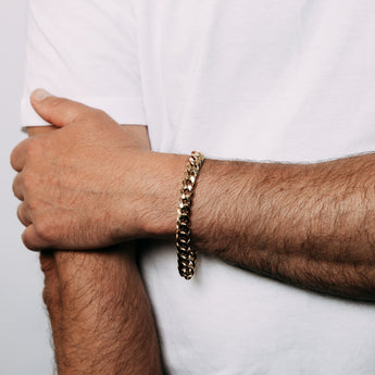 9ct Yellow Gold Superlight Hollow 250 Gauge Miami 21cm Bracelet
