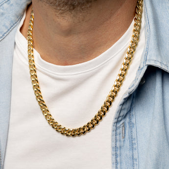 9ct Yellow Gold Superlight Hollow 250 Gauge Miami 55cm Chain