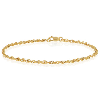9ct Yellow Gold Hollow 42 Gauge Double Rope  19cm Bracelet