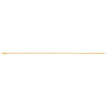9ct Yellow Gold Hollow 42 Gauge Double Rope  19cm Bracelet