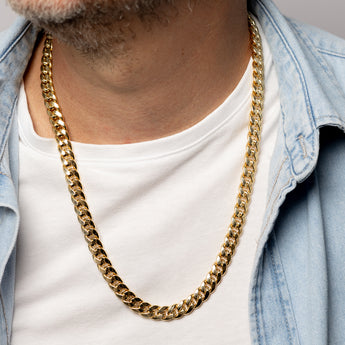 9ct Yellow Gold Superlight Hollow 250 Gauge Miami 60cm Chain
