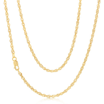 9ct Yellow Gold Hollow 42 Gauge Double Rope 45cm Chain