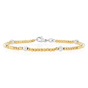 9ct Yellow And White Two-Tone Gold Fancy Beads Bracelet