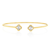 9ct White And Yellow Two-Tone Gold Flower Flex Bangle