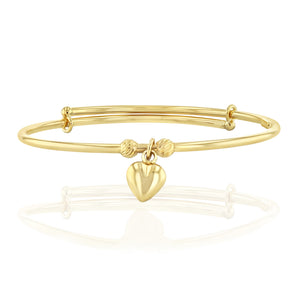 9ct Yellow Gold Heart on Baby Bangle
