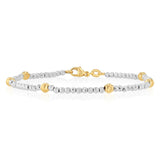 9ct Yellow And White Two Tone Gold Fancy Beads Two Tone Bracelet