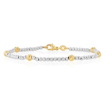 9ct Yellow And White Two Tone Gold Fancy Beads Two Tone Bracelet