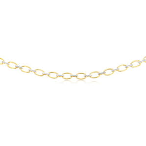 9ct Yellow And White Two-Tone Gold Link Chain Hollow 50cm Chain