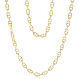9ct Yellow And White Two-Tone Gold Link Chain Hollow 50cm Chain