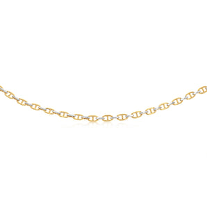9ct Yellow And White Two-Tone Gold Link Chain Hollow 50cm Chain