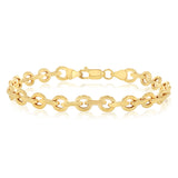 9ct Yellow Gold Link Chain Hollow 19cm Bracelet