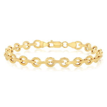 9ct Yellow Gold Link Chain Hollow 19cm Bracelet