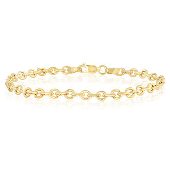 9ct Yellow Gold Link Chain Hollow 19cm Bracelet