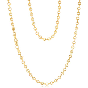 9ct Yellow Gold Link Chain Hollow 50cm Chain