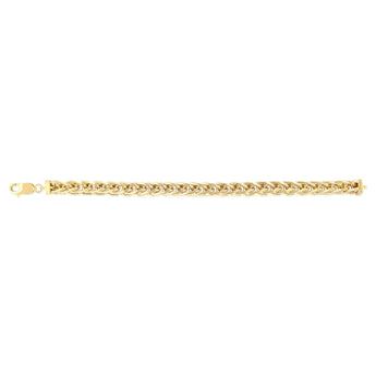 9ct Yellow Gold Diamond Cut Wheat Hollow 20cm Bracelet