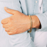 9ct Yellow Textured Herringbone Hollow Chain 21cm Bracelet